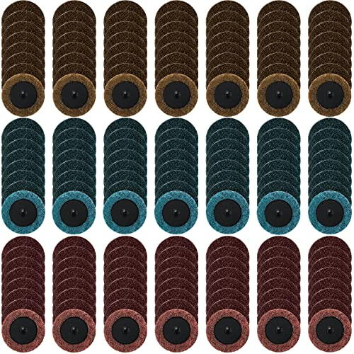 Macarrie 150 Pcs 2 Inch Surface Conditioning Sanding Discs Quick Change Fine Medium Coarse Sanding Pads Die Grinder Accessories for Surface Strip Grind Polish Burr Finish(Aluminum Oxide)