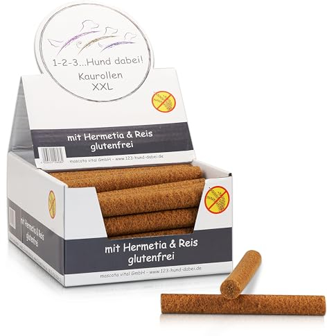 123... Hund dabei! - Kaurollen XXL 50er Tray (Hermetia/Insekten) - Dentalkaurolle - Glutenfrei - Vorteilspaket - Kaustangen für Hunde - Kausticks - Zahnpflege - Kaurollen für Hunde