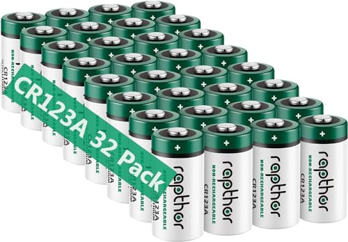 Rapthor 32er-Pack CR123A 3V Lithium Batterien 1650mAh | Nicht wiederaufladbare Batterien mit PTC-Schutz für Kameras, Taschenlampen, Alarme und Sensoren; Nicht für Arlo