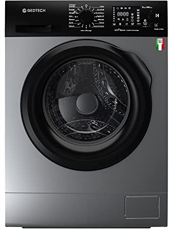 GEDTECH - Lave-Linge GLL91400SLI- 10kg, 1400 Trs/min - Charge Frontale - Classe Énergétique B - Fabriqué en Italie - Couleur Silver