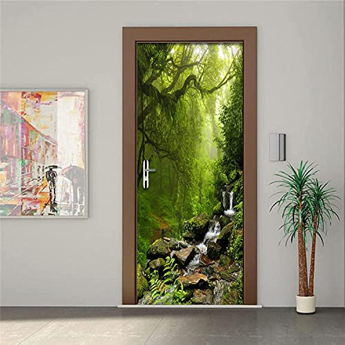 Fototapete Türtapete Selbstklebend Natürliche Waldlandschaft 95 X 215 Cm Türposter Abnehmbar Türfolie Poster Tapete 3D Kreative Türaufkleber Für Innentüren Wohnzimmer Schlafzimmer Küche Bad