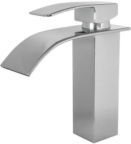 VALAZ Rubinetto Bagno Lavabo Cascata Cromo | Miscelatore Lavabo Bagno Acqua Fredda e Calda, Risparmio Acqua | Installazione Facile e Veloce | Ottone, Inossidabile, Elegante, Serie Aljibe