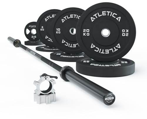 ATLETICA Delta HighRep hantelstänger, set, Delta hybrid skivstång | 75 kg hantelskivor | hantellås i aluminium | för tyngdlyftning, styrketyftning och CrossFit Delta Hybrid Barbell färg, Tripple,