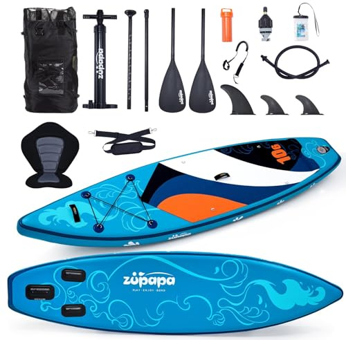 Zupapa 10'6 Inflatable Stand Up Paddleboards | Paddle Board with kayak seat | Surfing Board Kit for Youth & Adults |Complete Accessories | 3 Year Warranty