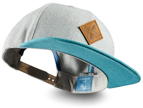 Soulbuddy Snapback Cap Unisex – Verstellbare Kappe in Grau-Petrol – Stylische Herren & Damen Basecap – Männer Mütze für Freizeit, Sommer & Urlaub – One Size