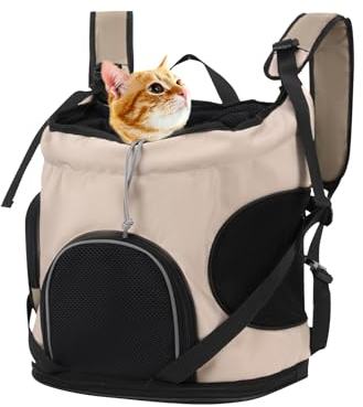 Galatée Hunde-Frontträger-Rucksack, Belüfteter Hunderucksack Für Wandern, Camping, Reisen, Vorderer Brustträger Für Kleine Katzen, Hunde, Verstellbarer Hunde-Haustier-Katzen-Rucksack(Braun)