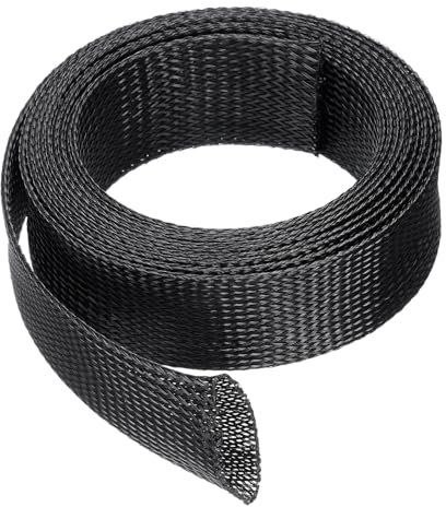 QUARKZMAN Gaine de Câble Tressée Extensible de 10 Pieds - 1,5 Pouce, Protecteur de Cordon de Gestion de Câble Pet, Enveloppe de Câble Tressée pour TV, Ordinateur, Audio, Noir