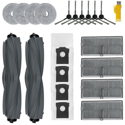 Laimaiou Accessoires pour dreame L10s Ultra Gen 2 / L10s Pro Ultra Heat/Mova E30 Ultra Robot Aspirateur 20 Packs 2 brosses principales, 4 filtres, 6 brosses latérales, 4 serpillières, 4 Sacs