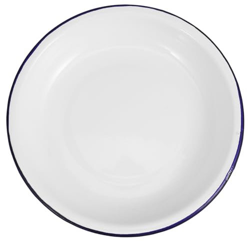 MAGICLULU Enamel Plate Deep Vintage for Kitchen Serving Salad Vegetables Rice Bowl Sturdy Enamelware Design