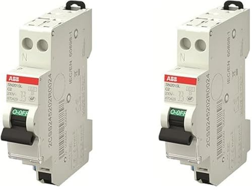 ABB Lot de 2 disjoncteurs automatiques Ph+N raccordement Rapide 2A-4,5Ka