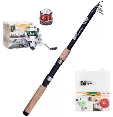 Zite Fishing Angelset Komplettset | 2,40 m Teleskopruten-Set mit Rollen Bespult | Inkl. Angelzubehör-Box | Vielseitig für Anfänger & Profis | Auch für Kinder ideal | Barsch, Forelle, Weißfisch Angeln