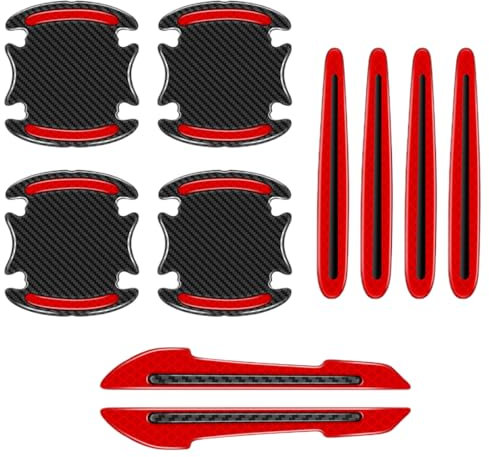 UEIOAVL Pellicole protettive per vernici e accessori, 4 adesivi per la ciotola della portiera, 4 adesivi per la maniglia della portiera e 2 adesivi per lo specchio (rosso)