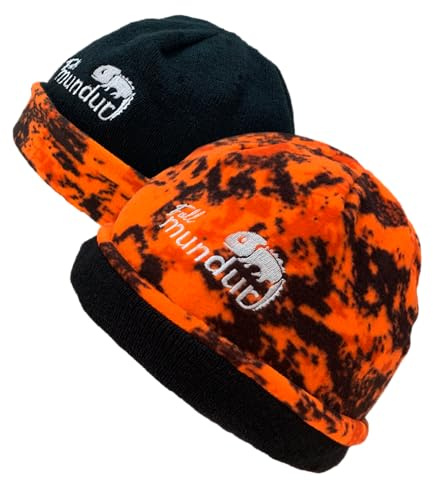 Full mundur Gorro de caza reversible, gorro de punto, camuflaje naranja negro, gorro de visibilidad, gorro reversible Blaze Orange para caza a presión, Digital Orange Camo / Black, L
