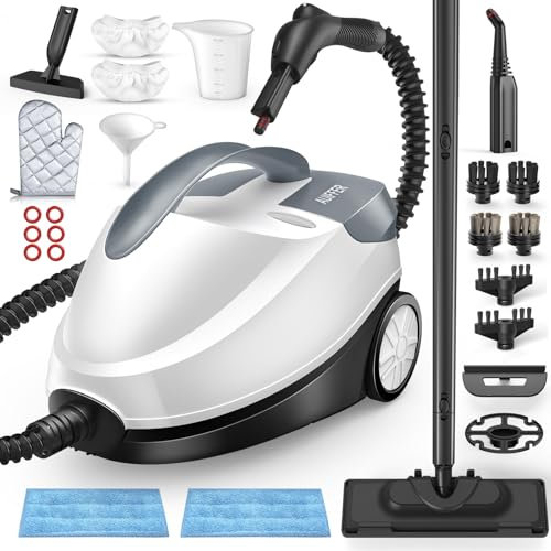 Pulitore a Vapore, Steam Cleaner 28 Accessori, 1,5 L 2000W, 4 bar, Vapore Bloccabile, Potente Pulitore Vapore Casa per Rimuovere Sporco e Grasso da Pavimenti, Mobili Imbottiti e in Bagno