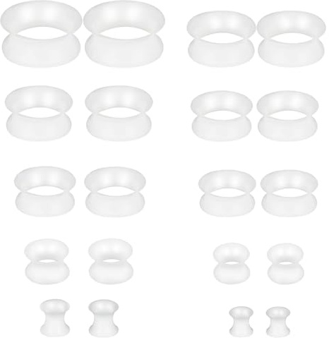 Uwiyo 20 Stück Silikon Flesh-Tunnel, Extra Weich und Flexibel Silikon Ohr Tunnel Plug Double Flared Ohr Expander Ohrplugs Piercing Schmuck für Männer Frauen, 4/5/6/8/10/12/14/16/18/20mm (Transparente)