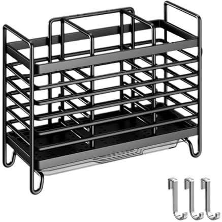 Ziyonix Portaposate da Cucina con Scolapiatti 3 Scomparti Cestello Scolaposate in Acciaio Inox Porta Utensili da Cucina Organizer per Posate Supporto per Utensili per Bacchette Cucchiaio Forchetta