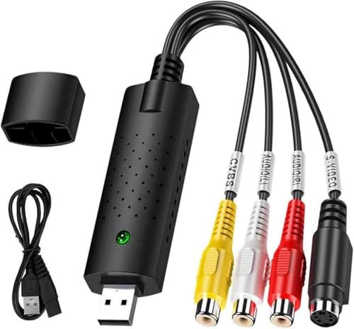 USB 2.0 Audio Video Grabber Convertitore, Videocassette Digitalizzazione, tra cui VCR VHS DVD, Registratore video per Windows11/10/8/7/Mac, digitalizzazione e modifica video ad alta risoluzione