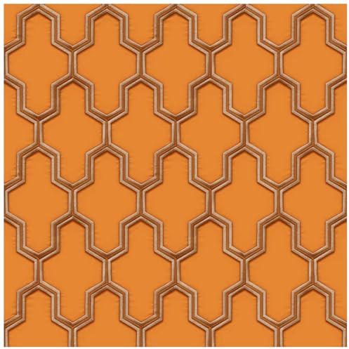 YöL Bold Geometric Trellis Wallpaper - Vibrant Orange Textured Pattern Design - Washable Wet-Removable Wall Decor - Stylish Living Room Dining Area Home Office - Paste The Wall Durable