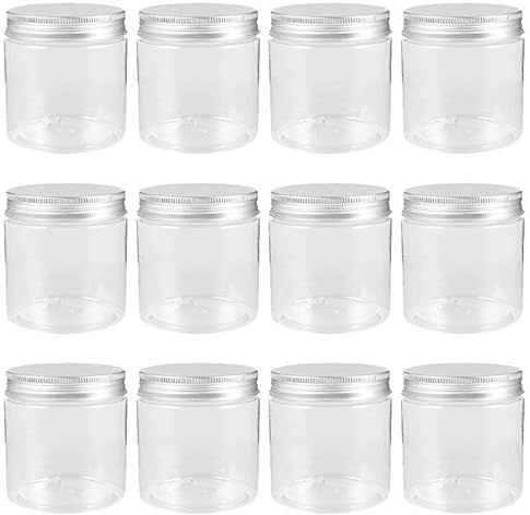 VICASKY 12cps Mini Jars Storage Jar with Lids Sealing Canning for Spice Jam Honey Mason Clear and Transparent Plastic Kitchen Organisation Home Use Everyday Food