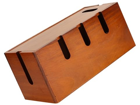Axincardarm Cable Management Box Wood Cable Tidy Box to Hide Cables Power Strips, Desk Cables Organizer Boxes for Home Office