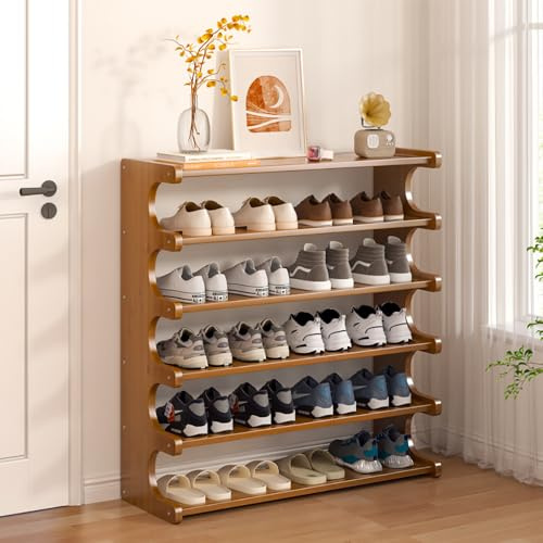 DARDVORLAG Bambus Schuhregal 6 Ebenen – Teefarben, Aus hochwertigem Bambus, Einfach zu Montieren, Platzsparend(Braun, 20cmX80cmX83cm)
