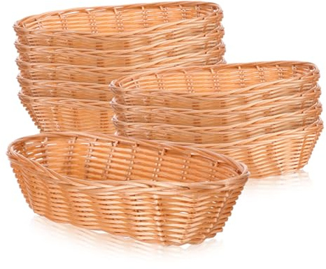 STOBAZA 10piezas Cestas De Pan Tejidas De Ratán Sintético para Servir Comida Cocina y Restaurante Unidades