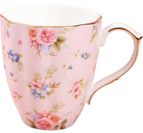 Tazza da caffè in porcellana Bone China, design floreale, tazze da latte creative per casa e ufficio, tazza da tè, utensili da cucina per bevande, elegante tazza da colazione con bordo dorato, per
