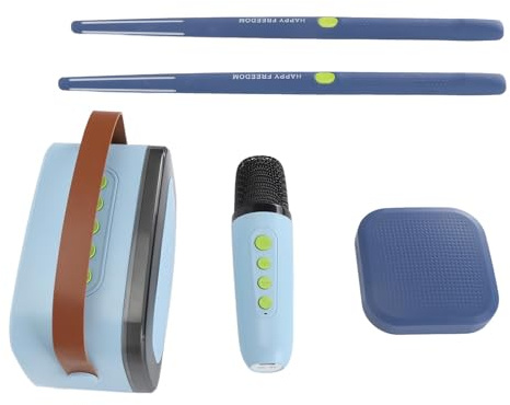 Hamwesh Air Drum Set, Compact Portable 3D Motion Sensing Electronic Drum Kit with Speaker Microphone Audio Converter for Kids Adults (Blue)