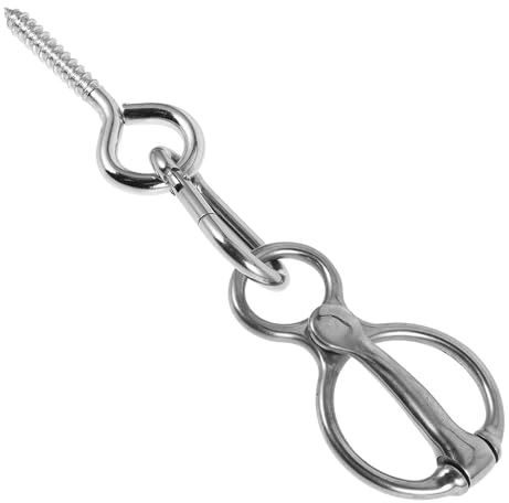 DECOMELODY Anbindering Sicheres Pferdezubehör aus Edelstahl für Pferde mit Schnellverschluss und Öse Robuster Tragbarer Pferdeanbindering in Silber für Stall und Trainingsbereich