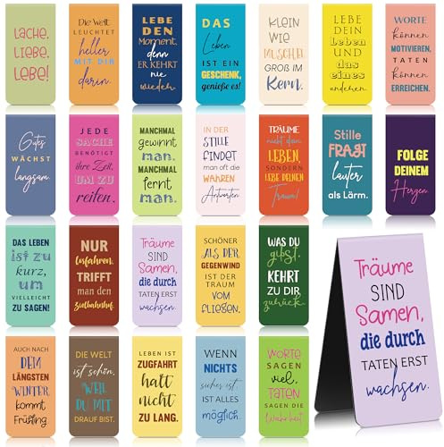 BIROYAL 24 Stk. Lesezeichen Magnetisch, Magnetische Lesezeichen mit Zitaten | Motivationsgeschenke, Mitbringsel Erwachsene, Magnetlesezeichen, Geschenke für Schüler, Lehrer & Buchliebhaber, Lesen Zubehör