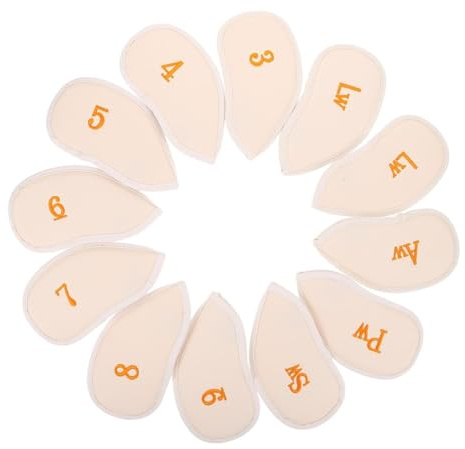 DIYEAH Set 12 Pezzi Coprimazze da Golf Rivestimento Pu, Copriferri Antipolvere per Mazze da Golf in Ferro, Protezione Leggera per Allenamento e Tornei