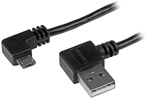StarTech Câble USB-A vers Micro-B - 1m - Angle droit - Noir (USB2AUB2RA1M) | Cordon Micro-USB, Connecteurs M/M, Connexion dans les espaces réduits, USB 2.0, Garantie à vie