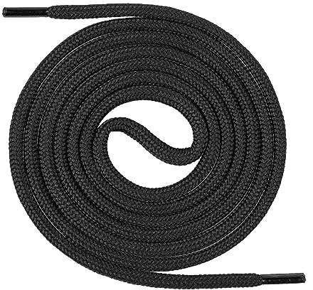 Mount Swiss runde Premium-Schnürsenkel für Arbeitsschuhe, Wanderschuhe und Trekkingschuhe - Polyester - ø 4,5 mm - sehr reißfest - Farbe Schwarz Länge 130cm