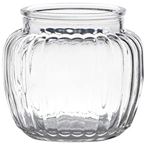 matches21 Glasvase Vase Blumenvase Pflanzvase bauchig Rillen klar transparent 1 STK Ø 10,5x11,5 cm