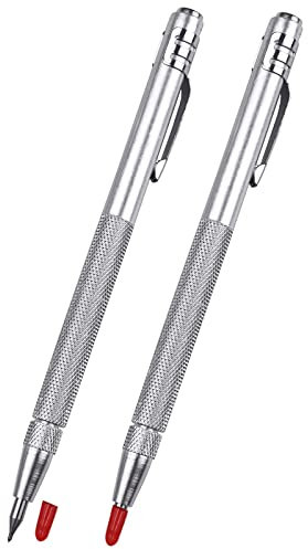 JONMON Tungsten Carbide Tip Scriber - 2Pcs Etching Engraving Cutting Pen with Magnet End and Pocket Clip Scribe Marking Tool for Glass, Tile, Wood, Ceramics, Metal