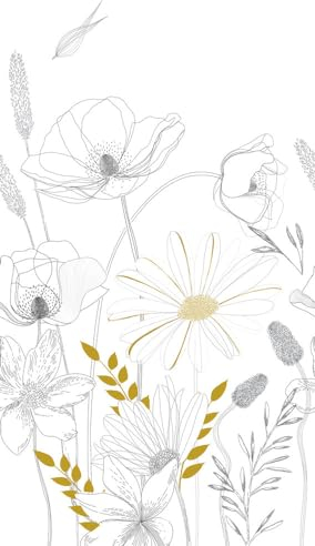 A.S. Création Non-Woven Wallpaper - Minimalist Wallpaper Flowers in Black, Mustard Yellow and White - Wall Wallpaper for Various Rooms - Wall Picture XXL 2.80 m x 1.59 m