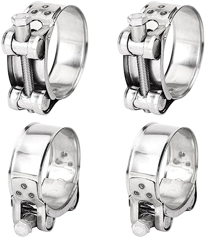 Pamtns Gelenkbolzenschelle Edelstahl 44-47mm 4 Stück Einstellbar Drahtschlauchschellen Schelle Rohrschelle Edelstahl Schlauchschellen Auspuffschelle Spannbackenschellen für Tubing Silber
