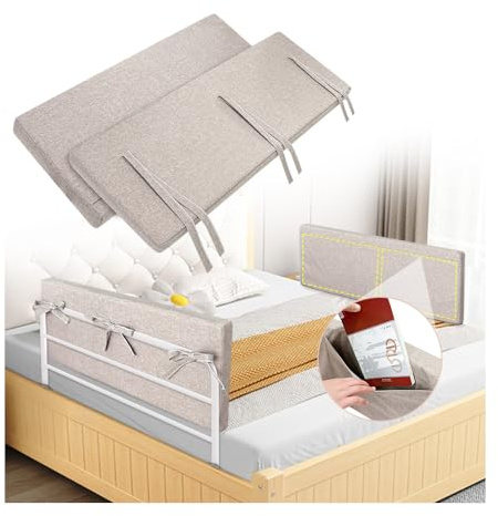 Mybow Bed Rail Cushion, Hospital Bedside Rail Pads, Medical Foam Padding Bed Fall Protector Rail Covers for Elderly Adults Safety Bed Railing Padded Cover (2 Count)