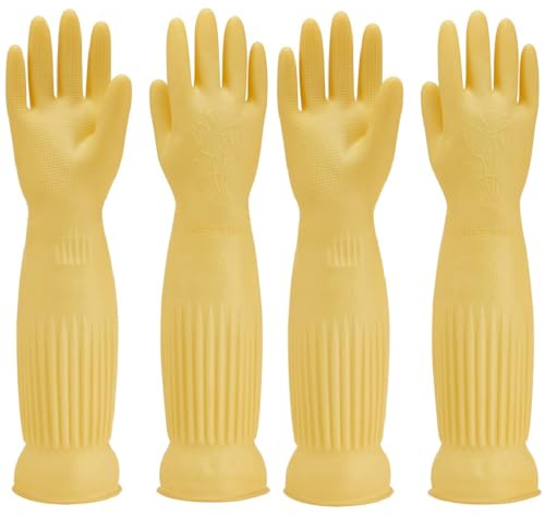 Guanto in gomma per lavastoviglie, impermeabile e resistente all'olio, adatto per la pulizia della cucina, lavaggio dei vestiti, pulizia della casa, lavaggio in lavastoviglie, lavaggio auto (Giallo L)