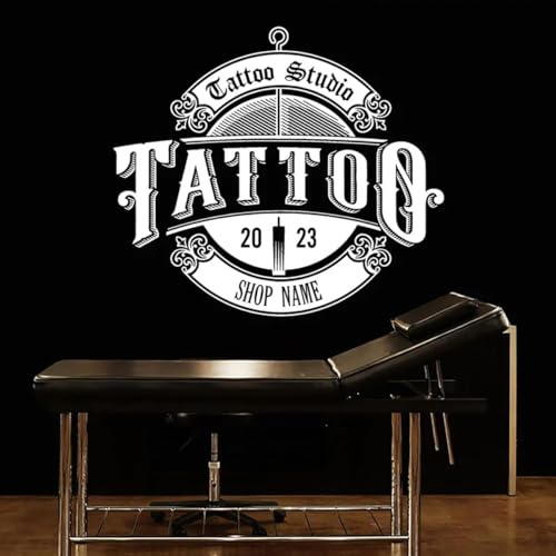 Personalized Wall Windows, Custom Wallsticker Business, Personalized Shop Name Wall Sticker Vinyl Business Decor Tattoo Studio Design Room Door Window Decals Removable Murals(L 64x56cm)