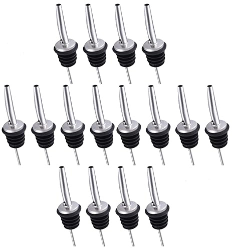 16 Pezzi Tappi in Acciaio Inox Beccuccio，Versatori in Acciaio Inox，per Bottiglie di Vino, Alcool, Olio D'Oliva, Sciroppo.
