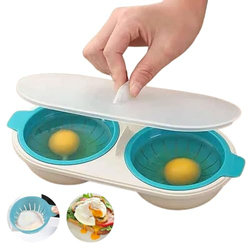 XTAIQD Microwave Egg Poachers,Upgraded Microwave Egg Poacher,Mold Poached Egg Maker for Ovens Breakfast Cooking Kitchen Steamed Poached Egg Gadget,PP Double Cup Egg Cooker Egg.