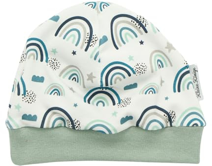 Kleine Könige Mütze Baby Jungen Beanie · Modell Regenbogen Lovely Rainbow Petrol, Mint · Ökotex 100 Zertifiziert · Größe 50/56