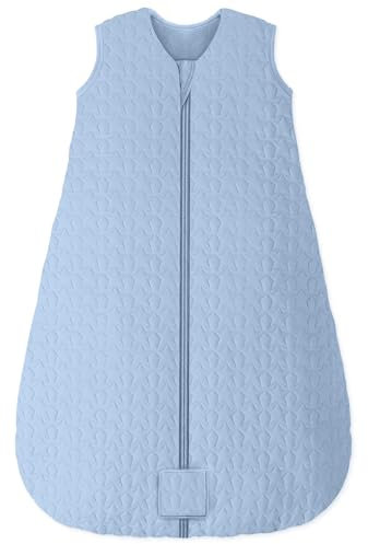 Unnivoll Schlafsack Baby Winter 2,5 Tog Baby Schlafsack 18-24 Monate Baumwolle Babyschlafsack Neugeborene Winterschlafsack Baby Warm und Weich 90 cm für Jungen Mädchen Blau