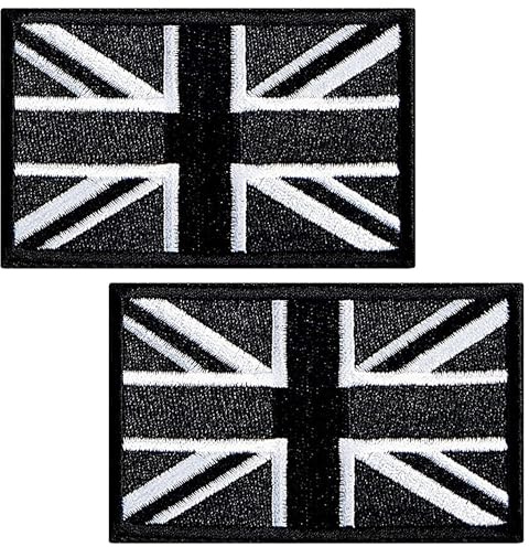 TXSN 2 st Union Jack-flagglappar, taktisk krok och ögla fästa broderade lappar för taktiska växlar