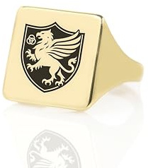 Gravierte Griffin Siegelring - Benutzerdefinierte Heraldische Ring - Unisex-Ring - Familienwappen Ring - Hexagon Geformt Ring