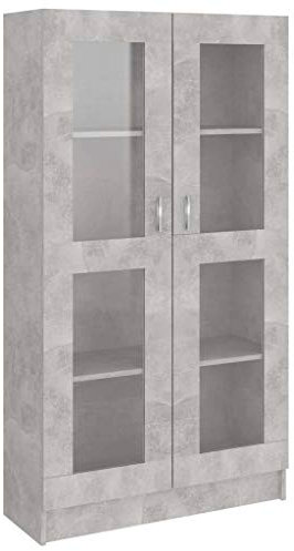 Rustikaler grauer Glasvitrine mit 4 Etagen, 150 cm hoch, mit 4 Würfelregalen für Schlafzimmer, Wohnzimmer, Küche, Büro, Sideboard, Schrank zur Aufbewahrung und Organisation zu Hause