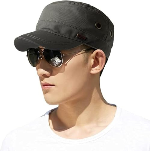 Comhats Large Unisex Mens 100% Cotton Army Caps Military Hats Baseball Sun Hat Trucker Cadet Combat Cap for Men Dark Grey XXL