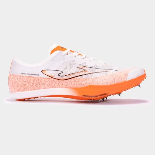 Joma Zapatillas Atletismo R-1100, 37 – 45, Tecnología Reactiva para Competición en Pista - Blanco Naranja