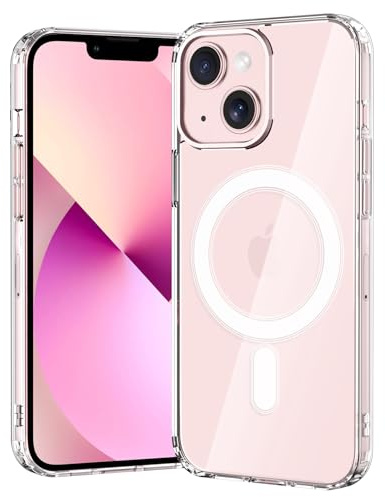 Gueche Coque pour iPhone 13, Coque de protection transparente avec coque en silicone souple, Coque transparente avec pare-chocs, compatible avec le chargement sans fil, Support pour téléphone portable